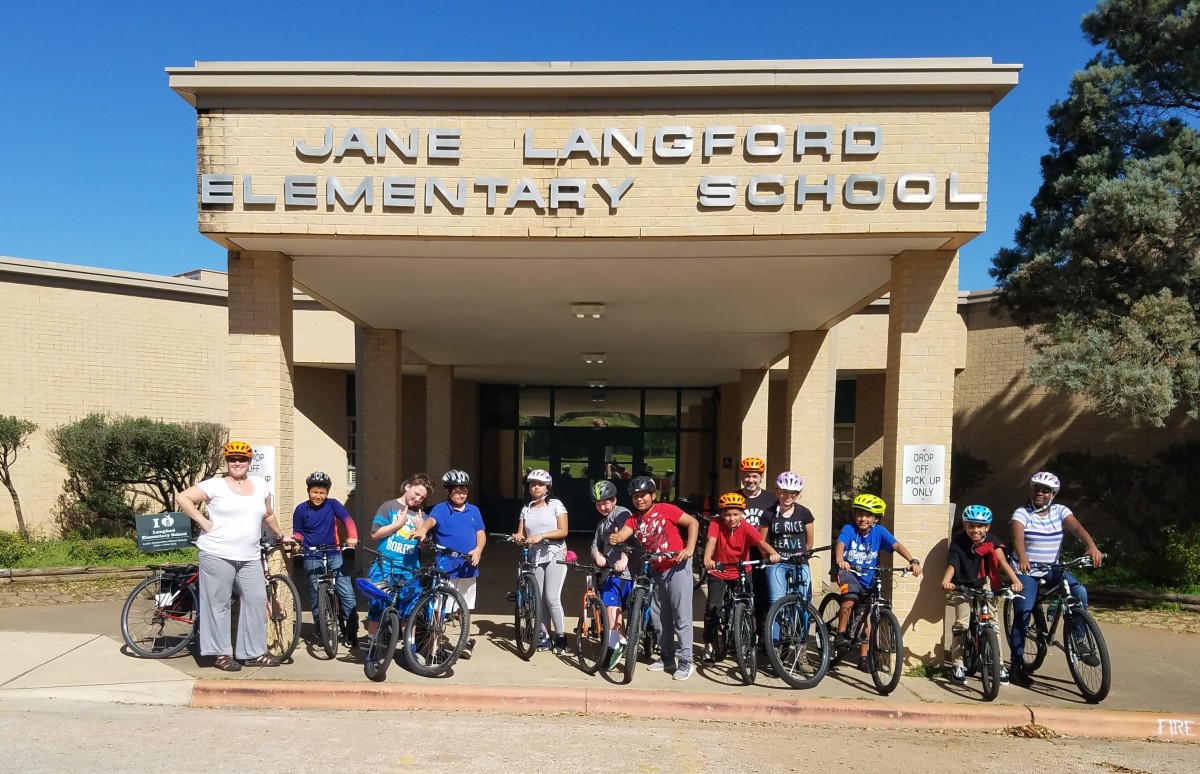 Bike Club students in front of school