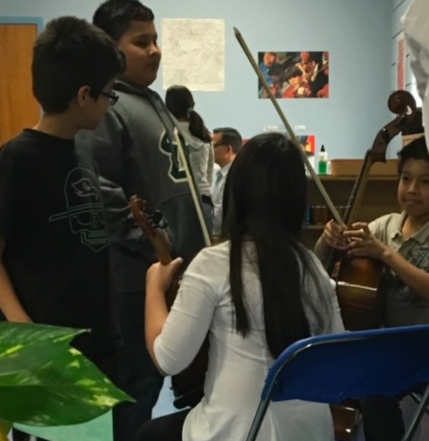Students learning about instruments